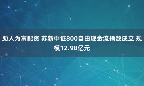 助人为富配资 苏新中证800自由现金流指数成立 规模12.98亿元
